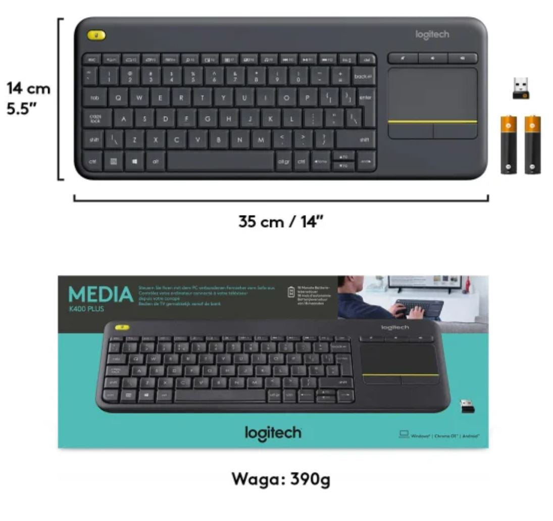 Klawiatura Logitech Wireless Touch K400 Plus | SIM GOLF